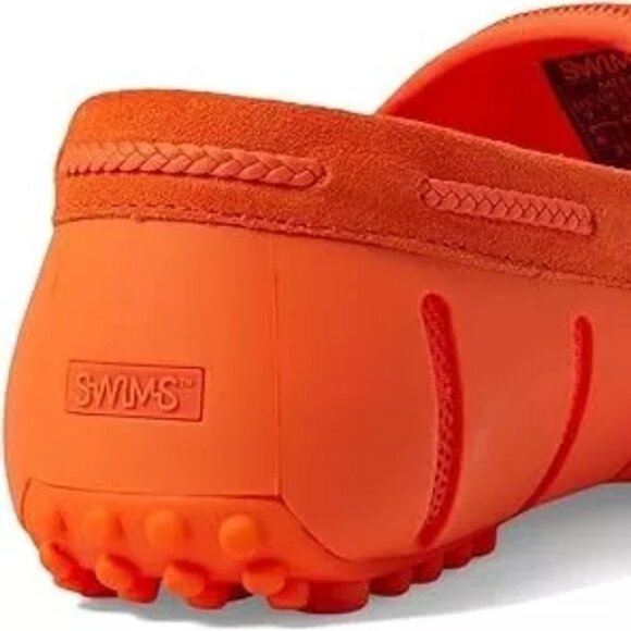 New Swims Men 15 Braided Lace Lux Orange Driver Loafers Shoes Breathable Mesh - Picture 6 of 9